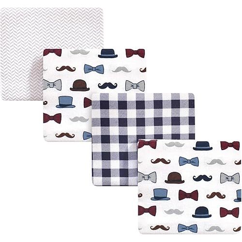 Little Treasure Unisex Baby Cotton Flannel Receiving Blankets, Handsome Fella 4-Pack, One Size