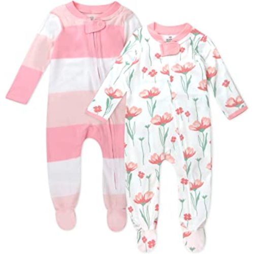 HonestBaby Sleep and Play Footed Pajamas One-Piece Sleeper Jumpsuit Zip-Front PJs 100% Organic Cotton for Baby Girls