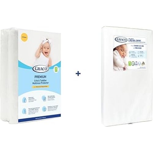 Graco Dual-Comfort Crib Mattress & Protector Value Bundle (1-Pack) – Includes GREENGUARD Gold Certified Crib Mattress, GREENGUARD Gold Certified Waterproof Protector