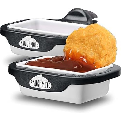 Saucemoto Dip Clip | An in-car sauce holder for ketchup and dipping sauces. As seen on Shark Tank (2 Pack, Black)