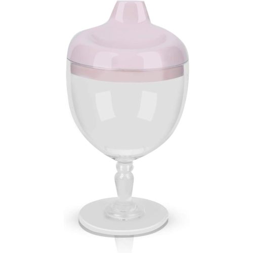 Princess Wine Sippy Cup Spill Proof, Fancy Wine Glass Sippy Cup No Spill for Baby Girl 1+ Year Old, Goblet Style Great for Your Princess Holiday Birthday Party, 5 Ounce (Pink)