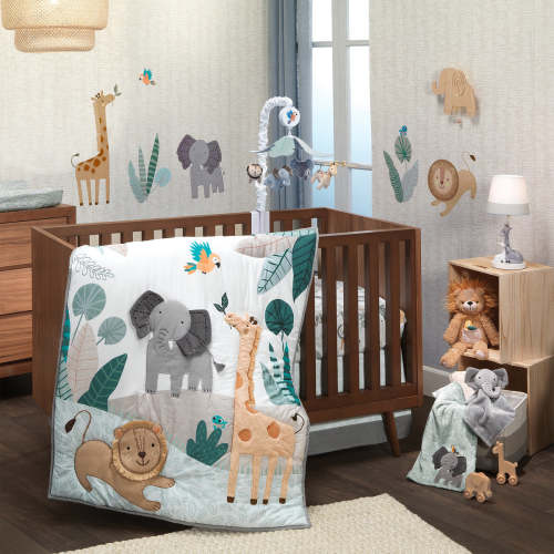 Jungle Friends 5-Piece Safari Animals Nursery Baby Crib Bedding Set
– Lambs & Ivy