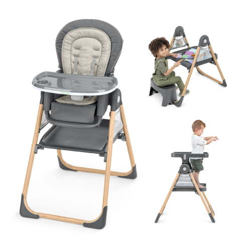 Ingenuity Proper Positioner Create Up! Multi-Mode Folding High Chair - Covertible Activity Desk and Tower - 9 Modes of Use - Wesley - OM - 5Y