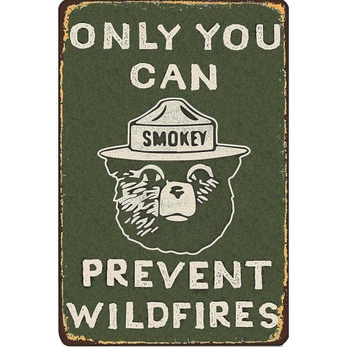 CCPARTON Vintage Metal Sign Smokey Bear Retro Metal Tin Sign Aluminum Sign for Home Coffee Wall Decor 8x12 Inch