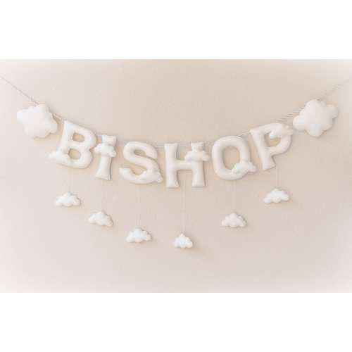 Clouds nursery decor, custom baby name