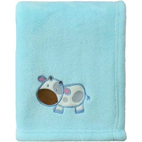 CREVENT 30''X40'' Cozy Fluffy Warm Fleece Infant Baby Blanket for Girls & Boys Toddler Crib Cot Stroller - Blue Cow