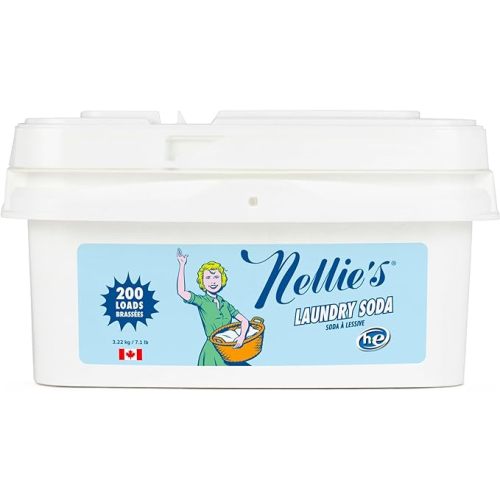 Nellie's Laundry Soda - Concentrated Laundry Detergent Powder - 200 Loads - Gentle on Skin and Environment - Fragrance-Free - (Made in Canada)