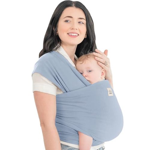 KeaBabies Baby Wrap Carrier - All in 1 Original Breathable Baby Sling, Lightweight,Hands Free Baby Carrier Sling, Baby Carrier Wrap, Baby Carriers for Newborn, Infant, Baby Wraps Carrier (Powder Blue) - One Size (Pack of 1)