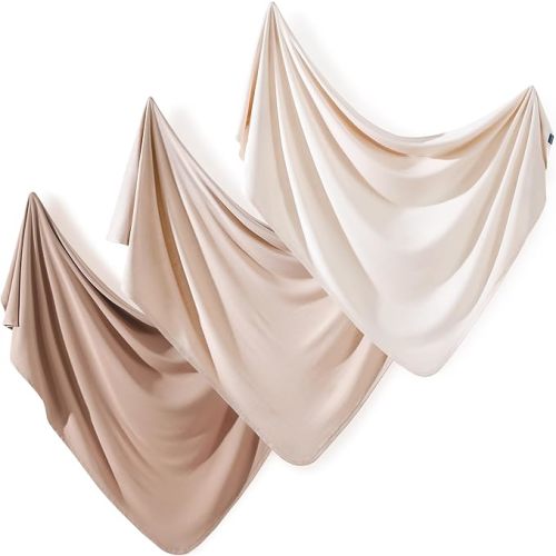 3 Pack Newborn Swaddle Blankets for Girls, Ultra Soft Stretchy Jersey Knit Extra Large Size 33 x 44 Receiving Blankets for Easy Swaddling Baby Snug and Cozy