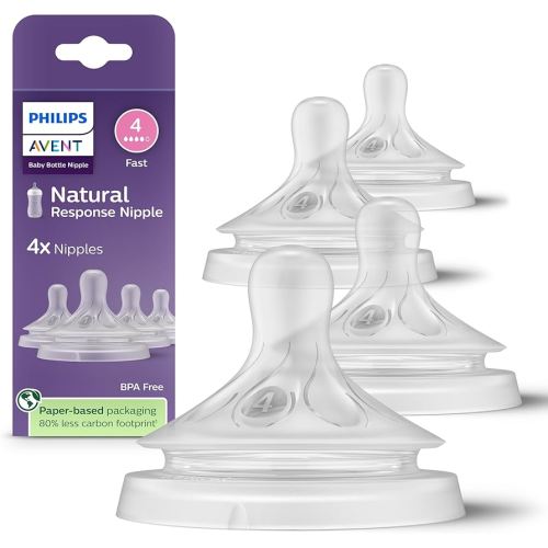 Philips Avent Natural Response Nipples, Fast Flow (Flow 4), 4-Pack, SCY964/44