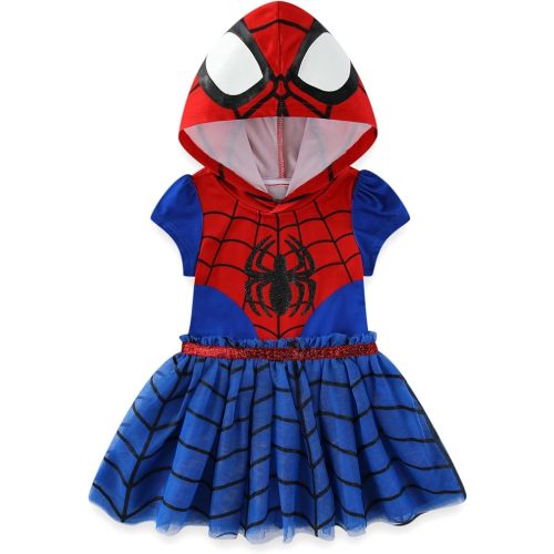 Marvel Spider-Man Girls Hooded Tulle Cosplay Dress for Toddler and Big Kids