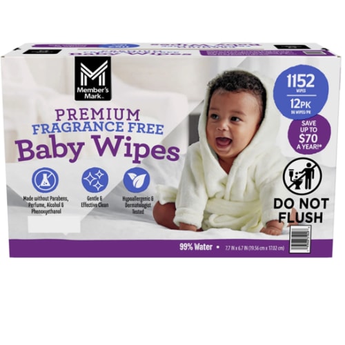 Member's Mark Premium Baby Wipes, Fragrance Free, 12 pk., 1152 Wipes - Sam's Club