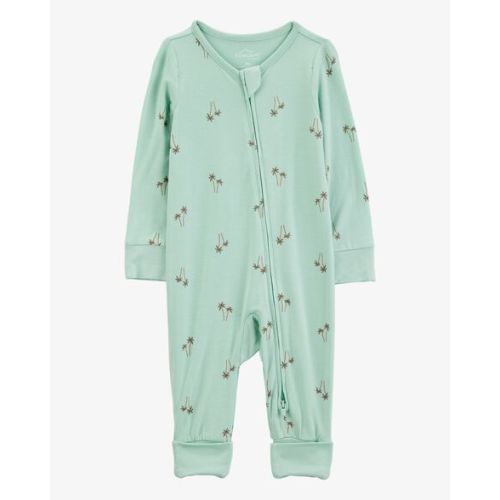 Baby Palm Tree Print 2-Way Zip PurelySoft Convertible Foot Sleep & Play Pajamas - Mint - Carter's | Carter's