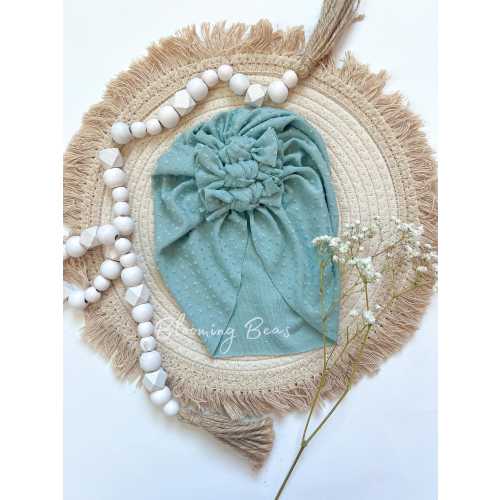 Sage swiss dots handmade turban I Handmade spring baby and toddler turban I Sage donut turban I Sage triple knot turban
