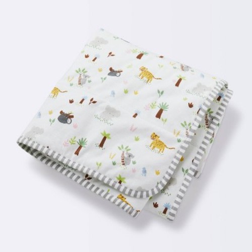 Jersey Knit Reversible Baby Blanket Jungle Animals - Cloud Island™ Gray/green