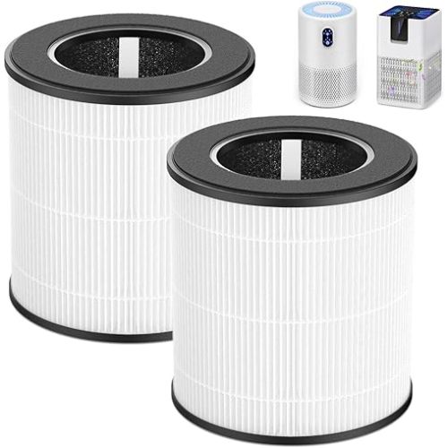 B-D02L/M05/B-D02U True HEPA Filter Compatible with VEWIOR B-D02U, for MOOKA B-D02L& M05, for Tailulu D10 Air Purifi-er, 3-Stage H13 True HEPA Filter for B-D02L/M05/B-D02U, 2 Pack