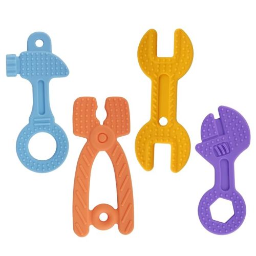 8 Pack Chew Baby Teething Toys for 0-12 Months, Freezable BPA Free Silicone Baby Molar Teether Chew Toys, Hammer Wrench Spanner Pliers Hand Saw Shape Baby Girl's Boy Car Seat Toy