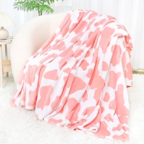 Pink Throw Blanket for Couch & Bed - Ultra Soft Plush Fleece Throw for Women, Cute Cozy Western Decor for Bedroom & Living Room - Pink Gifts for Girls Birthday, Housewarming, All Seasons 50" x 60"