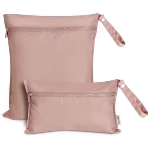 haakaa Waterproof Wet Bags for Baby, Wet Dry Bags for Diaper Bag, Travel, Swimsuit, Beach, Pool, Pump Parts, Stroller, Daycare,Yoga, Blush, 2 Pack