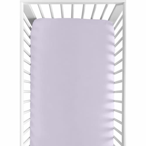 Watercolor Floral Lavender and Grey Collection Crib Sheet - Solid Lavender