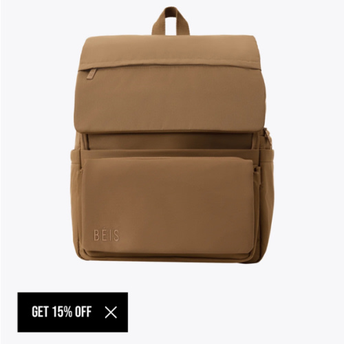 BÉIS 'The Ultimate Diaper Backpack' in Camel - Diaper Bag Backpack in Camel Brown