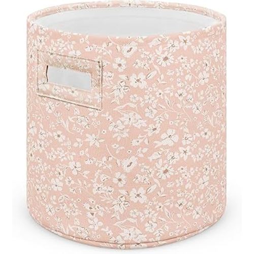 Sorrel + Fern Nursery Storage Basket (Fleurette), Soft Collapsible Fabric Toy Bin, Floral-Inspired Organizer for Playroom or Nursery, Gender-Neutral Decor, 13 × 13 Inches