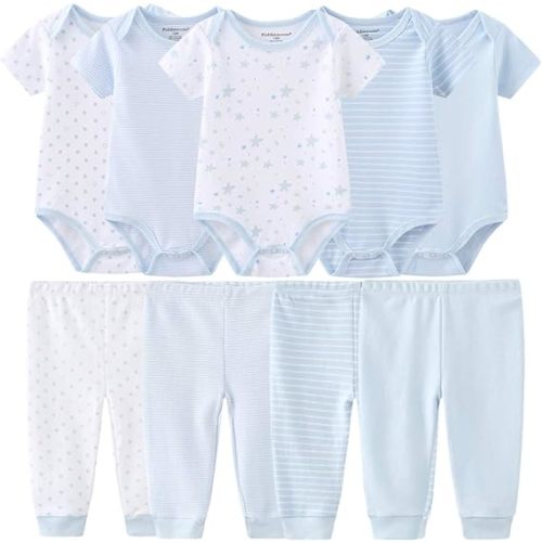 Baby Layette Set Baby Boys' 9-Piece Bodysuits Pants Set Toddler Girl Boy Unisex Baby Gift Sets