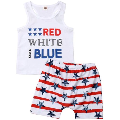 FYBITBO 2Pcs Baby Boys Summer Clothing Sets Cute Letters Print Sleeveless Tank Tops T-Shirt+Palm Shorts Outfits