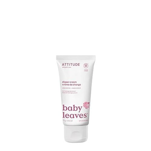 ATTITUDE Baby Diaper Cream, EWG Verified & Zinc Oxide Formula, Unscented & Hypoallergenic, Dermatologist-Tested, Vegan, 75g