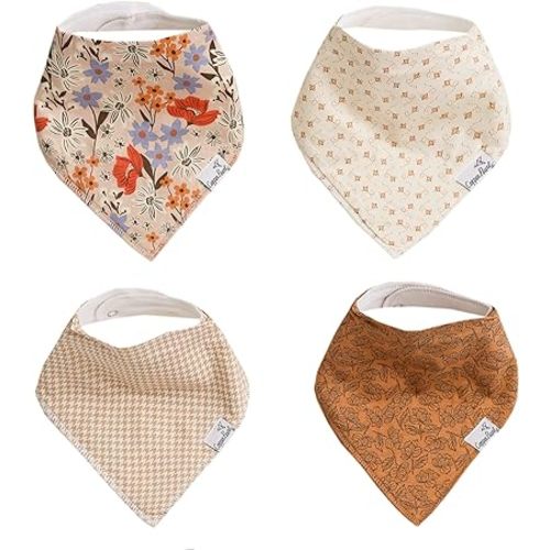 Copper Pearl 4 Pack Soft Cotton Baby Bibs for Drooling and Teething, Absorbent Drool Bibs for Baby Girl and Boy, Adjustable to Fit Newborns to Toddlers, Tons of Styles (Eden)