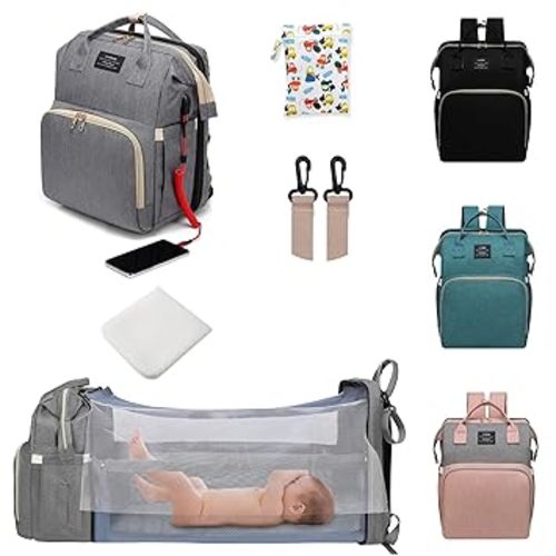 ANWTOTU Baby Diaper Bags with Changing Station,Waterproof Diaper Bag Backpack for Moms Dads with USB Charging Port,Large Capacity Multifunctional Baby Essentials(Grey)