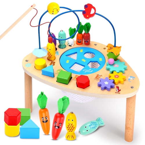 OATHX Baby Activity Table Toys Bead Mazes Board Wood Montessori Education Learn Child Birthday Gifts