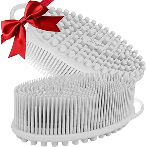 Avilana Silicone Exfoliating Body Scrubber – Dual-Sided Silicone Loofah for Shower, Body Scrubber for Men & Women, Gentle Loofa Alternative, Easy-to-Clean Silicone Body Scrubber
