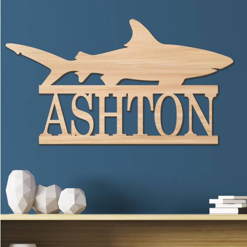 Shark Name Sign Wood Shark Kids Room Sign Bedroom or Nursery Decor for Wall Kids Name Sign Wooden Name Sign Shark Ocean Sea Nautical Gift