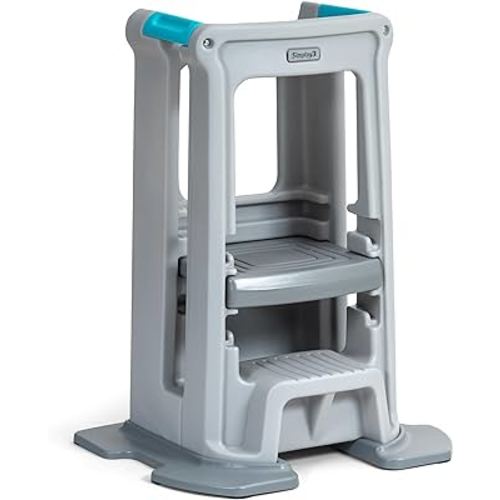 Simplay3 Toddler Tower Montessori Standing Kitchen Step Stool with Sturdy Stabilizing Base and Adjustable Platform, 20.5"" D x 26"" W x 34.5"" H, Ages 18 Months to 5 Years, Gray