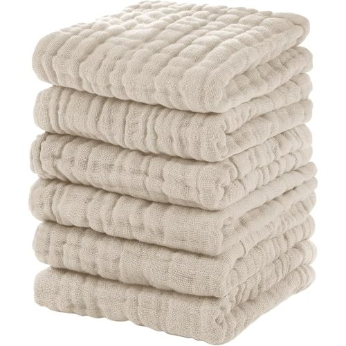 Baby Washcloths 6 Pack, 100% Cotton