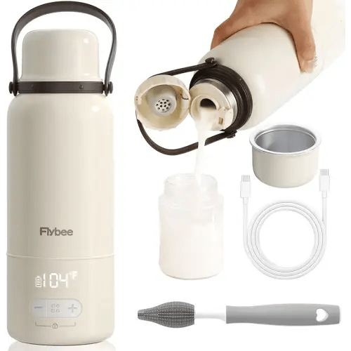 Portable Bottle Warmer - 12000mAh Long-Lasting, 3Min Fast Heating for Breastmilk/Formula/Water, 316L Stainless Steel, Precise Temp Control with Handle for Travel, Camping, Airplane, Car
