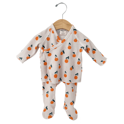 Organic Waffle Kimono & Pant Set, Oranges