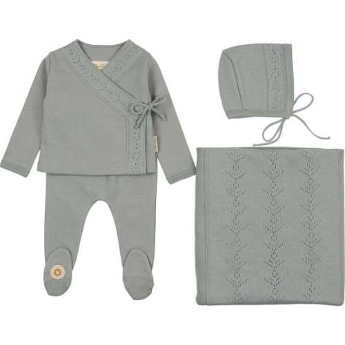 Pointelle Twist Ensemble Layette Set, Quarry - Mon Tresor Bebe | Maisonette