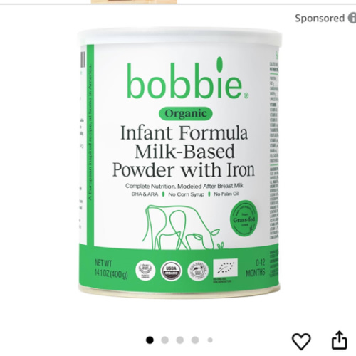 Bobbie Organic Infant Formula, Milk Based Powder with Iron, DHA and Vitamin D, Modeled After Breast Milk, Organic Baby Formula for Newborn to 12 Months Old Infant, 14.1 oz, 1 Pack