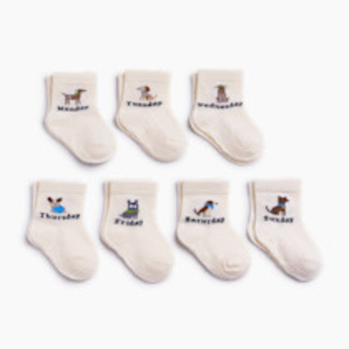 Small Story Days of the Week Crew Socks (7-pack) - Dog Days, 0-3 M