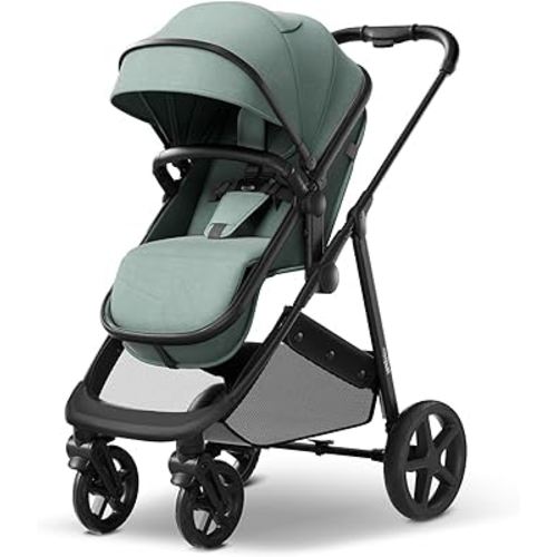 Mompush Wiz Baby Stroller, Convertible Infant Stroller for Newborn and Toddler with Reversible Seat and Large UPF 50+ Canopy