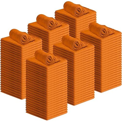 Avalon Towels Cotton Shop Rags – (Pack of 150) Size 12x14 Inches Cleaning Rags – Absorbent Shop Towels and Multipurpose Cleaning Towels for Automobiles, Industries, Garage and Homes (Orange)
