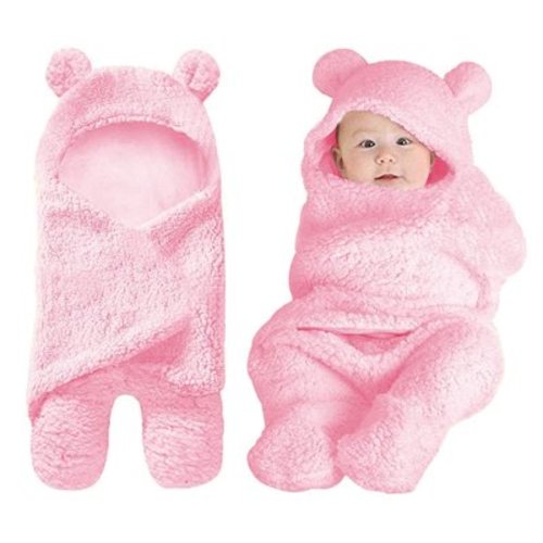 LNKOO Cute Bear Newborn Swaddle Blanket - Perfect Soft Plush Infant Receiving Blanket for 0-6 Months (Light Pink) , Perfect Baby Shower Gift