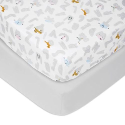 aden + anais™ Alphabet Animals 2-Pack Cotton Crib Sheets in Grey - GREY - CRIB SHEET