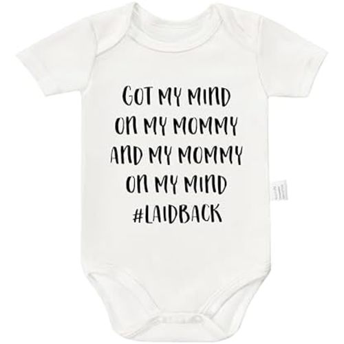 Got My Mind on My Mommy and My Mommy on My Mind Laidback Bodysuits, Boys Girls Cotton Unisex Clothes 0-24 Months