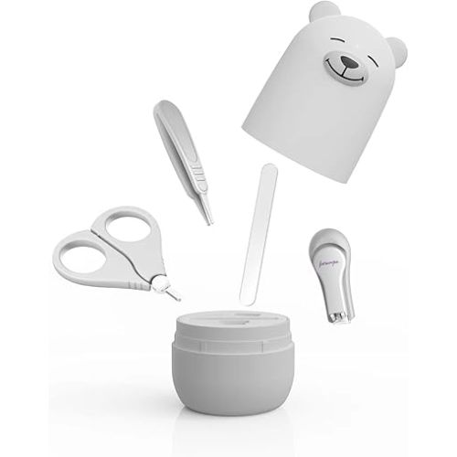 Baby Nail Clippers Set, Baby Nail Kit with Cute Case, Infant Manicure and Pedicure Health Grooming Care Can for Newborn, Kids and New Parents As Shower Gifts (Polar Bear)