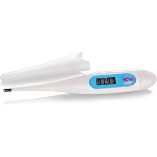 Nuby Digital Thermometer - Accurate Oral, Underarm & Rectal Use Thermometer with Hygienic Cover
