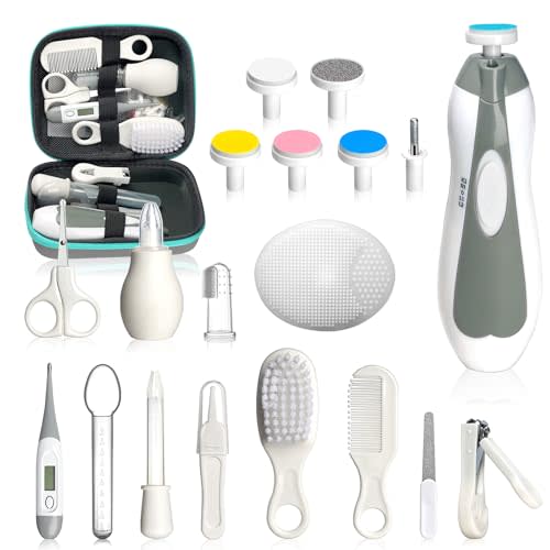 Baby Healthcare and Grooming Kit, Portable Baby Safety Care Set, Baby Essentials kit for Newborn (Grey White 20 in 1)