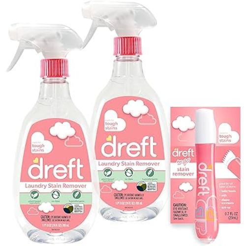 Stain Remover for Baby Clothes by Dreft, 24 oz Pack of 2 Laundry Stain Remover Spray + To Go Instant Stain Remover Pen, Hypoallergenic, Great for Cloth Diapers